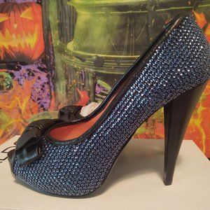 Sexy blue Sequin 4 1/2-inch heel Peep toe Pumps - Aldo Lewitt Size 8